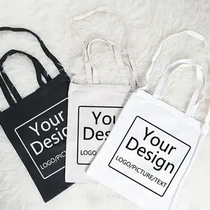 Em branco DIY Original Design Eco Friendly Reutilizável Sacolas de lona de algodão com logotipo impresso personalizado para mercearia