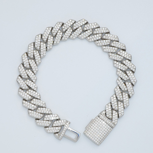 Pass Diamond Tester New S925 <b>Silver</b> Factory 8-20mm Iced Out Vvs Diamond Mossanite Cuban Link Chain Bracelet <b>for</b> <b>Men</b> - Product Image 3