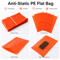 Sacs plats antistatiques en PE orange, directement de l'usine, avec taille et logo personnalisés, imprimés en sérigraphie pour l'emballage de composants électroniques