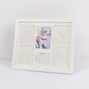 Kit de impresión de pata de perro, marcos de fotos de madera para mascotas con Kit de impresión de arcilla Kit de impresión de pata de recuerdo de Mascota de mesa DIY
