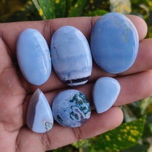 Opale bleue naturelle d'Owyhee, cabochon certifié, 6 pièces en vrac pour la fabrication de bijoux, vente en gros Inde - Product Image 5