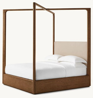 Ensemble de lit à baldaquin avec placage de chêne blanc en bois massif