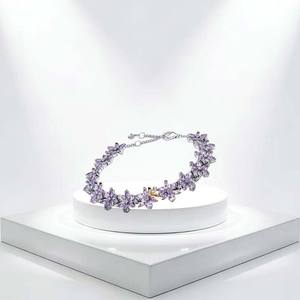 Nuevo 2026 Pulsera de tenis deslizante de Plata <span class=keywords><strong>925</strong></span> con Circonita, diseño de Corazón de Amor, Flor Púrpura, Planta y Abeja (estilo cuento), ideal como regalo y amuleto para fiestas - Product Image 4