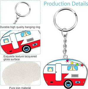 Llavero de metal de doble cara mejorado <span class=keywords><strong>para</strong></span> camping, accesorios <span class=keywords><strong>para</strong></span> RV, regalo de negocios, colgante <span class=keywords><strong>para</strong></span> vacaciones de verano en la playa - Product Image 5