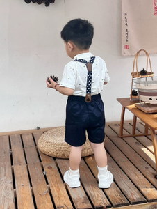 子供スーツセット 男の子サスペンダーパンツ フォーマルドレスセット ベビー誕生日服 夏服 - Product Image 5