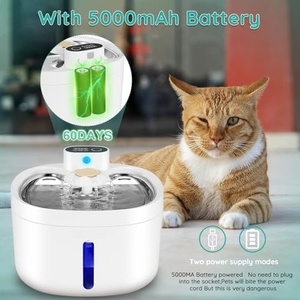 89oz/2.6L Stainless Steel Wireless Pet Fountain Motion Detection Smart Pump Ultra-Silent Automatic Water Dispenser for <b>Cat</b> - Product Image 3