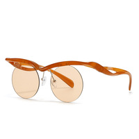 2025 marque concepteur lunettes à la mode unisexe lunettes de soleil Uv400 rose Pc cadre Semi sans monture cadre Punk nuances hommes femmes