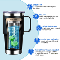 WEVI Tasse isotherme en acier inoxydable à double paroi de 30 oz avec poignée soudée et paille – Mug à café isolé sous vide pour boissons chaudes et froides