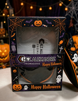 Boîte en papier tendance et écologique en matériaux recyclés avec gaufrage, sac d'Halloween pour chapeaux et produits d'Halloween
