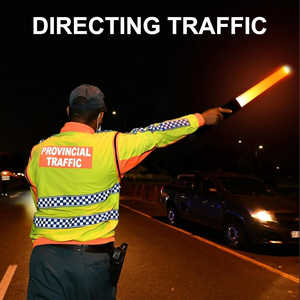 Signal Traffic Wand Safty XPE <span class=keywords><strong>Linterna</strong></span> LED Modo intermitente rojo Correa de muñeca Clip de cordón Acabado naranja para tráfico en carretera al aire libre - Product Image 6