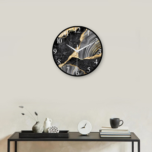 <span class=keywords><strong>Orologio</strong></span> <span class=keywords><strong>da</strong></span> <span class=keywords><strong>Parete</strong></span> Scenico con Lancette in Vetro Nero e Cristallo con Accenti Dorati per Arredamento <span class=keywords><strong>Moderno</strong></span> di Lusso Soggiorno Ufficio - Product Image 2