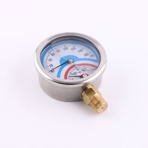 निर्माता 304 स्टेनलेस स्टील शेल और कॉपर संयुक्त के साथ 63 मिमी रेडियल ऑयल से भरे तापमान दबाव गेज की आपूर्ति करता है। - Product Image 3