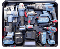 Ensemble d'outils multifonctionnel à batterie lithium-ion comprenant marteau électrique, meuleuse d'angle, perceuse et clé à chocs (quatre pièces) pour usage domestique