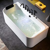 Baignoire de massage indépendante d'angle en acrylique avec buses de massage LED