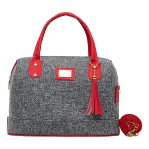 Bolso Tote para Mujer Fana Jordin, Mediano, de Tela de Algodón con Estampado Floral, Asas Rojas, para Almacenamiento de Alimentos - Product Image 3
