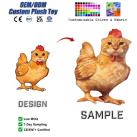 Peluche amusante personnalisée chat-poulet, coussin mignon en coton PP pour le soulagement du stress