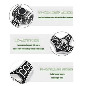 Colliers avec gros pendentifs tête de mort pour hommes, bijoux hip-hop punk en gros, chaîne marteau en acier inoxydable - Product Image 6