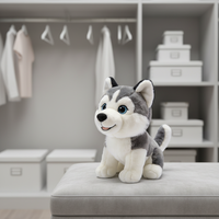 Peluche Husky réaliste en coton doux de qualité supérieure, rembourrée en coton PP, faible MOQ, vente en gros, personnalisable pour anniversaire, ODM, OEM