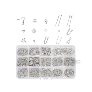 Kit de bijoux à faire soi-même, composants métalliques pour la fabrication de bracelets, formes variées, couleur argent KT0015 - Product Image 1