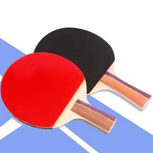 Raket Tenis Meja Desain Khusus Profesional, Alat Pemukul Ping Pong Rekreasi dengan Pisau Kayu Genggaman Karet Bola Ping Pong