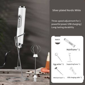USB電動3速調節可能プラスチックミルク泡立て器ハンドヘルドコーヒーティーブレンダー2ヘッド付きエッグビーターフォーム家庭用 - Product Image 4