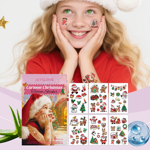 Private Label Kerst <span class=keywords><strong>Tattoos</strong></span> Stickers Mooie Cartoon Kerst Sneeuwpop Nep Tattoo Kinderen Volwassenen Diy Decoratie Sticker - Product Image 3