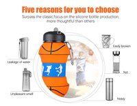 Bouteille d'eau de football pliable pliable portable en silicone sans Bpa Sport Gourde