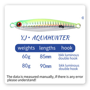 Señuelo de Pesca Yj Aquahunter, 60g 85mm, Bkk Luminoso, Doble Anzuelo, Señuelos Artificiales Biónicos para Pesca en Agua Salada - Product Image 1
