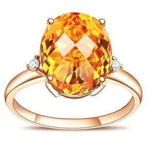 Oval Citrine And Gold Ring Citrine And Diamond Engagement Ring Citrine Engagement Ring