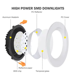 Design Led Downlight High Quality Aluminum Pc Housing Round Smd 6w 9w 12w 18w 24w 30w Ceiling Spot Led Downlight