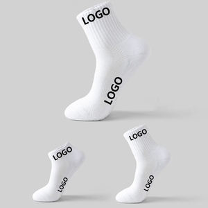 <b>White</b> <b>Men's</b> Crew <b>Socks</b> With Logo Print Cotton Breathable Daily Wear Summer Knitted <b>Sock</b> - Product Image 1