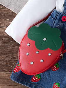<span class=keywords><strong>Vestiti</strong></span> per bambine autunno primavera manica lunga con stampa fragola camicia bianca set gonna con cinturino in Jeans <span class=keywords><strong>vestiti</strong></span> per bambine - Product Image 6