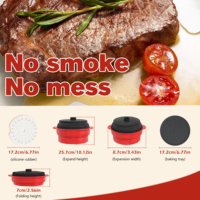 Einfach zu bedienender Küchen helfer 2 in 1 Grill pfanne Zusammen klappbare Silikon pfanne Mikrowellen-Dampf garer Backblech-Set