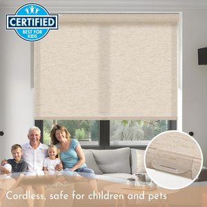 Persilux Ánh Sáng Lọc Con Lăn Màu Kem Linen Vải Nhiệt Cách Điện UV Bảo Vệ Không Dây Cho Các Cửa Sổ - Product Image 5
