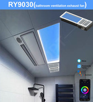 Lumière LED de salle de bain avec ventilateur de ventilation et chauffage d'air, effet ciel bleu artificiel, 110V 220V