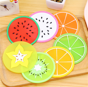 Non Slip <b>Silicone</b> Heat Insulation Coasters Fruit Coaster Cute Slice Drink Cup Mat for Bar Kitchen and Patio Tabletop - Product Image 1