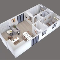 Maison préfabriquée 3 chambres, 20 pieds, modulaire, type conteneur, pliable, compacte, extensible