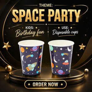 Juego de Vajilla Desechable de Acero Inoxidable con Temática Espacial para Fiestas de Cumpleaños Infantiles, Platos, Vasos, Servilletas, Gorros de Cono, Decoraciones para Fiestas - Product Image 6