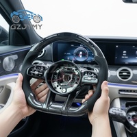 Volant personnalisé en fibre de carbone avec LED pour Mercedes-Benz Classe C W206 Classe S W223, amélioration en cuir noir