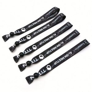 Custom Disposable <b>Polyester</b> Jacquard Woven <b>Lanyards</b> Logo Printed Ribbons Wristbands with Versatile Functionality - Product Image 3