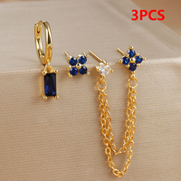 Boucles d'oreilles en laiton avec pendentif rectangulaire en zircon coloré et diamant, style européen et américain tendance, export.