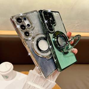 Nuova Custodia di Lusso con Motivo a Onde Glitterate Sfumate per <span class=keywords><strong>Samsung</strong></span> S25 Ultra S24 Plus S23 <span class=keywords><strong>22</strong></span>, <span class=keywords><strong>Cover</strong></span> in TPU con Anello Magnetico Diamantato - Product Image 2