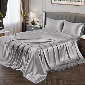 Wholesale High Quality Luxury Textile Solid Color 100% Mulberry Silk Antibacterial <b>Bed</b> Sheet Duvet <b>Cover</b> Twin Queen King Bedding - Product Image 1