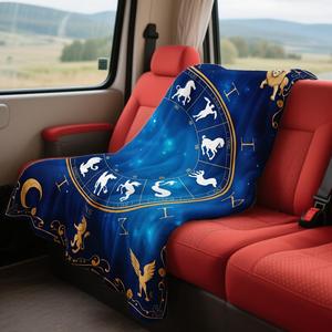 Assorted Print Cosmic Moon Flannel Blanket Throw Blanket Nap Blanket <b>Machine</b> Washable Fade Resistant for Home Office Nap - Product Image 6