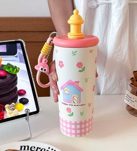 700ml Cartoon-designed <b>Large</b>-capacity Insulated Tumbler For Girls - Stainless Steel Coffee <b>Cup</b>, Portable & Cold-retaining - Product Image 6