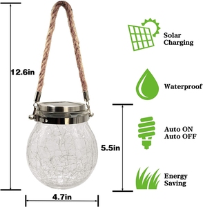 1 Pack Hanging <span class=keywords><strong>Solar</strong></span> Lantern 30LED Fairy <span class=keywords><strong>Lights</strong></span> para Mason Jars <span class=keywords><strong>Glass</strong></span> Globewaterproof Garden <span class=keywords><strong>Solar</strong></span> <span class=keywords><strong>Lights</strong></span> Outdoor para Garden - Product Image 2