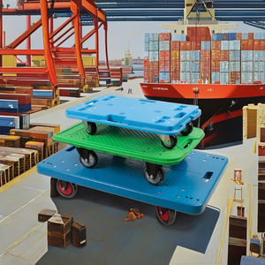 รถเข็นเด็กพลาสติกแบบพกพาน้ำหนัก200กก. แพลตฟอร์มล้อสี่ล้อสำหรับรถลากอุตสาหกรรมปรับแต่งได้ - Product Image 3