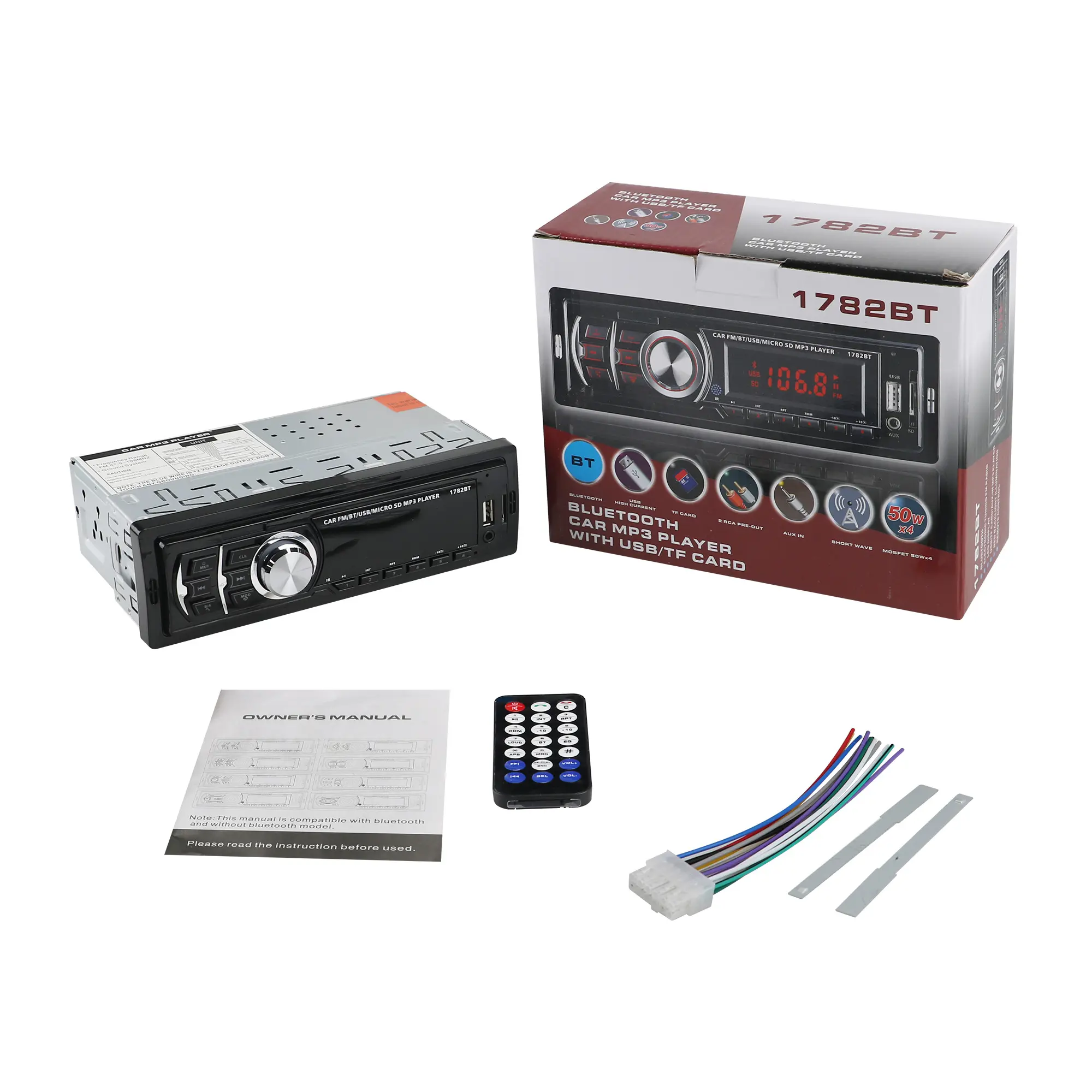 Günstige Autoradio LED-Anzeige Verstärker BT 12V 1 Din Stereo MP3-Player FM-Empfänger SD USB SD Car Audio Player