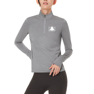T-shirt de course athlétique personnalisé en polyester à séchage rapide, anti-transpiration, performance Dry Fit, pull-over pour femme avec quart de zip - Product Image 2
