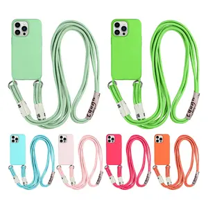 Street fashion girl beauty cute colorful Cross body Silicone for iPhone 11 14 14pro 13 Pro Max 12 lanyard phone case with strap